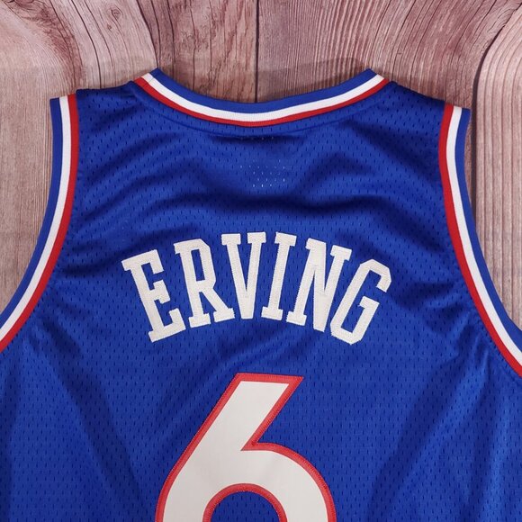*FLAWS* Adidas Mens XL Julius Erving #6 76ers NBA Hardwood Classics Jersey - Picture 10 of 16